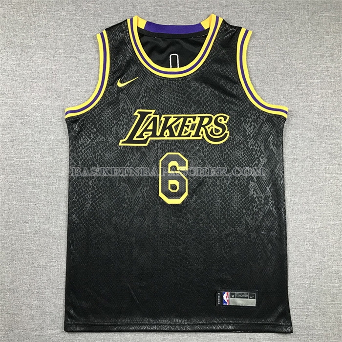 Maillot Enfant Los Angeles Lakers LeBron James NO 6 Mamba 2021-22 Noir